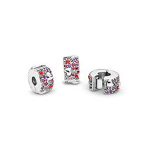 Load image into Gallery viewer, Pandora Asymmetric Hearts of Love Charm, Red &amp; Pink CZ, Royal Purple Crystals, Crimson Red Enamel