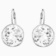 Load image into Gallery viewer, BELLA PIERCED EARRINGS, WHITE, RHODIUM PLATED