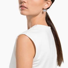 Load image into Gallery viewer, BELLA PIERCED EARRINGS, WHITE, RHODIUM PLATED