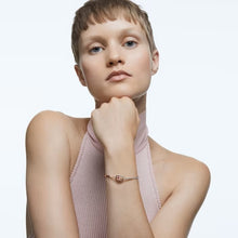 Load image into Gallery viewer, Swarovski Sparkling Dance Oval bracelet Round cut, Red, Rose gold-tone plated