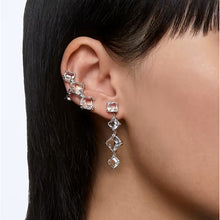 Load image into Gallery viewer, Millenia ear cuff Set (2), Asymmetrical, White, Rhodium plated