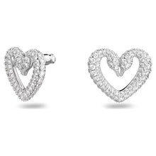 Load image into Gallery viewer, Una stud earrings Heart, Small, White, Rhodium plated