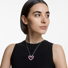 Load image into Gallery viewer, Una pendant Heart, Medium, Pink, Rhodium plated