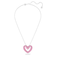 Load image into Gallery viewer, Una pendant Heart, Medium, Pink, Rhodium plated
