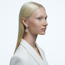 Load image into Gallery viewer, Stella hoop earrings Star, White, Rose gold-tone plated