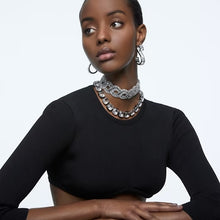 Load image into Gallery viewer, Harmonia choker Cushion cut, White, Mixed metal finish