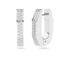 Load image into Gallery viewer, Dextera hoop earrings Octagon, Pavé, Small, White, Rhodium plated