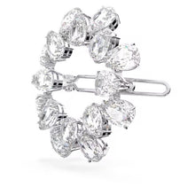 Load image into Gallery viewer, Hair clip Pear cut, White, Rhodium plated