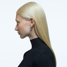 Load image into Gallery viewer, Dextera hoop earrings Octagon, Pavé, Small, White, Rhodium plated