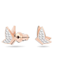 Load image into Gallery viewer, Lilia stud earrings Butterfly, White, Rose gold-tone plated