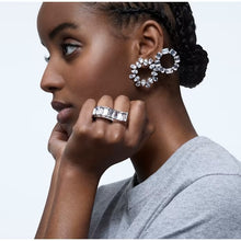 Load image into Gallery viewer, Millenia hoop earrings Circle, Pear cut, Medium, White, Rhodium plated