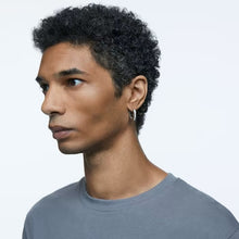 Load image into Gallery viewer, Dextera hoop earrings Octagon, Pavé, Small, White, Rhodium plated