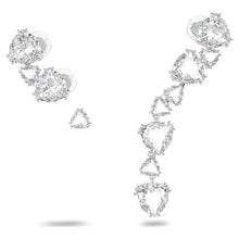 Load image into Gallery viewer, Millenia ear cuff Set (3), Asymmetrical, White, Rhodium plated