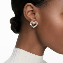 Load image into Gallery viewer, Una stud earrings Heart, Small, White, Rose gold-tone plated