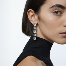 Load image into Gallery viewer, Harmonia drop earrings Cushion cut floating crystals, White, Mixed metal finish