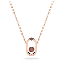 Load image into Gallery viewer, Swarovski Sparkling Dance Oval necklace Round cut, Red, Rose gold-tone plated