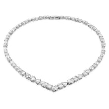 Load image into Gallery viewer, Tennis Deluxe V necklace Mixed cuts, White, Rhodium plated