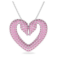 Load image into Gallery viewer, Una pendant Heart, Medium, Pink, Rhodium plated