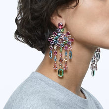 Load image into Gallery viewer, Gema clip earrings Chandelier, Multicolored, Rhodium plated