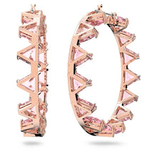 Load image into Gallery viewer, Ortyx hoop earrings Triangle cut, Pink, Rose gold-tone plated