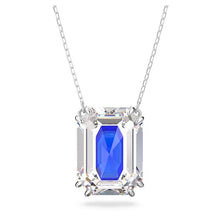 Load image into Gallery viewer, Chroma necklace Octagon cut, Blue, Rhodium plated