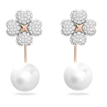 Load image into Gallery viewer, Latisha earring jackets Flower, White, Rose gold-tone plated
