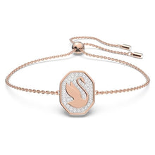 Load image into Gallery viewer, Signum bracelet Swan, White, Rose gold-tone plated