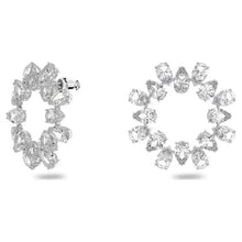 Load image into Gallery viewer, Millenia hoop earrings Circle, Pear cut, Medium, White, Rhodium plated