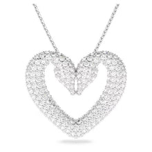 Load image into Gallery viewer, Una pendant Heart, Medium, White, Rhodium plated