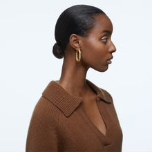 Load image into Gallery viewer, Dextera hoop earrings Octagon, Pavé, Large, White, Gold-tone plated