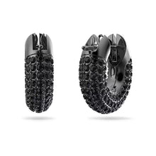 Load image into Gallery viewer, Dextera hoop earrings Pavé, Small, Black, Ruthenium plated