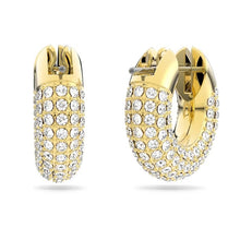 Load image into Gallery viewer, Dextera hoop earrings Pavé, Small, White, Gold-tone plated