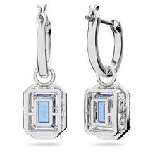Load image into Gallery viewer, Millenia drop earrings Octagon cut, Blue, Rhodium plated