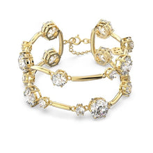Load image into Gallery viewer, Constella bangle Round cut, White, Gold-tone plated