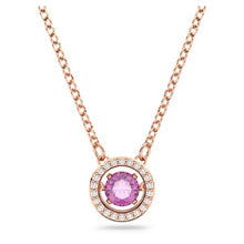Load image into Gallery viewer, Swarovski Sparkling Dance pendant Round cut, Purple, Rose gold-tone plated