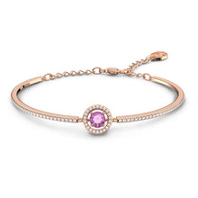 Load image into Gallery viewer, Swarovski Sparkling Dance bangle Round cut, Purple, Rose gold-tone plated