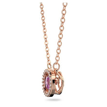 Load image into Gallery viewer, Swarovski Sparkling Dance pendant Round cut, Purple, Rose gold-tone plated