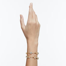 Load image into Gallery viewer, Constella bangle Round cut, White, Gold-tone plated