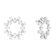 Load image into Gallery viewer, Millenia hoop earrings Circle, Pear cut, Medium, White, Rhodium plated
