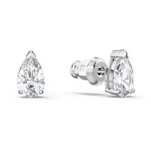 Load image into Gallery viewer, Attract stud earrings Pear cut, White, Rhodium plated