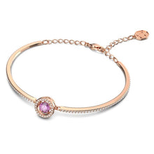 Load image into Gallery viewer, Swarovski Sparkling Dance bangle Round cut, Purple, Rose gold-tone plated