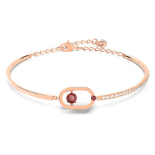 Load image into Gallery viewer, Swarovski Sparkling Dance Oval bracelet Round cut, Red, Rose gold-tone plated