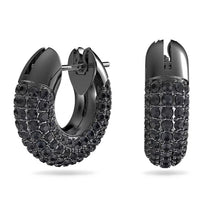 Load image into Gallery viewer, Dextera hoop earrings Pavé, Small, Black, Ruthenium plated