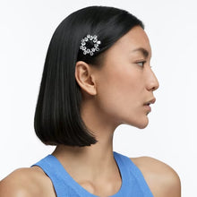 Load image into Gallery viewer, Hair clip Pear cut, White, Rhodium plated
