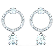 Load image into Gallery viewer, Swarovski Attract Circle Pierced Earrings, White, Rhodium plated