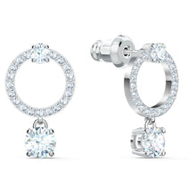 Load image into Gallery viewer, Swarovski Attract Circle Pierced Earrings, White, Rhodium plated