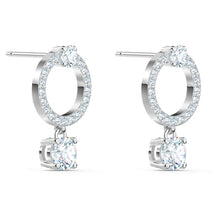 Load image into Gallery viewer, Swarovski Attract Circle Pierced Earrings, White, Rhodium plated