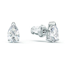 Load image into Gallery viewer, Swarovski Attract Pear Set, White, Rhodium plated