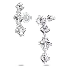 Load image into Gallery viewer, Millenia ear cuff Set (2), Asymmetrical, White, Rhodium plated
