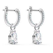 Load image into Gallery viewer, Attract hoop earrings Pear cut, White, Rhodium plated